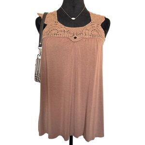 Max Edition Women's Small Y2K Brown Sleeveless Crochet Top